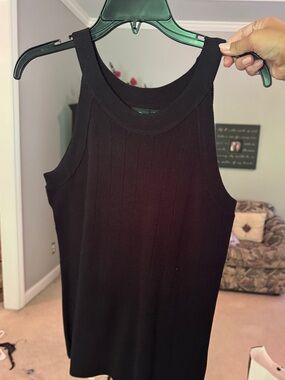 Versona Black Ribbed Sleeveless Tank